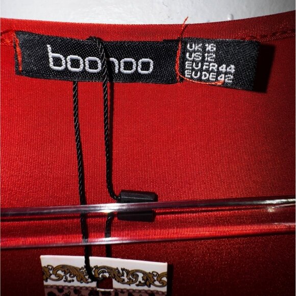 Boohoo Tall Cowl Neck Midi Dress Rust Color UK 16 US 12 EUR 44 Sexy Stretch Club - Picture 3 of 6